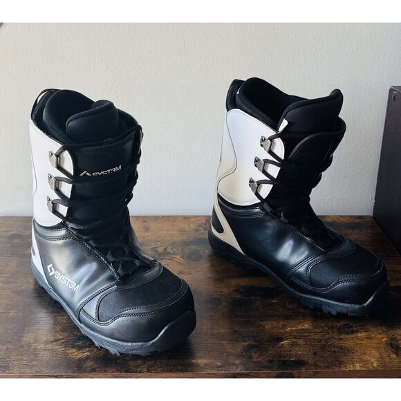 System APX Men\'s Snowboard Boots Black White Size 10 Mondo 28.0 Traditional Lace main image 6
